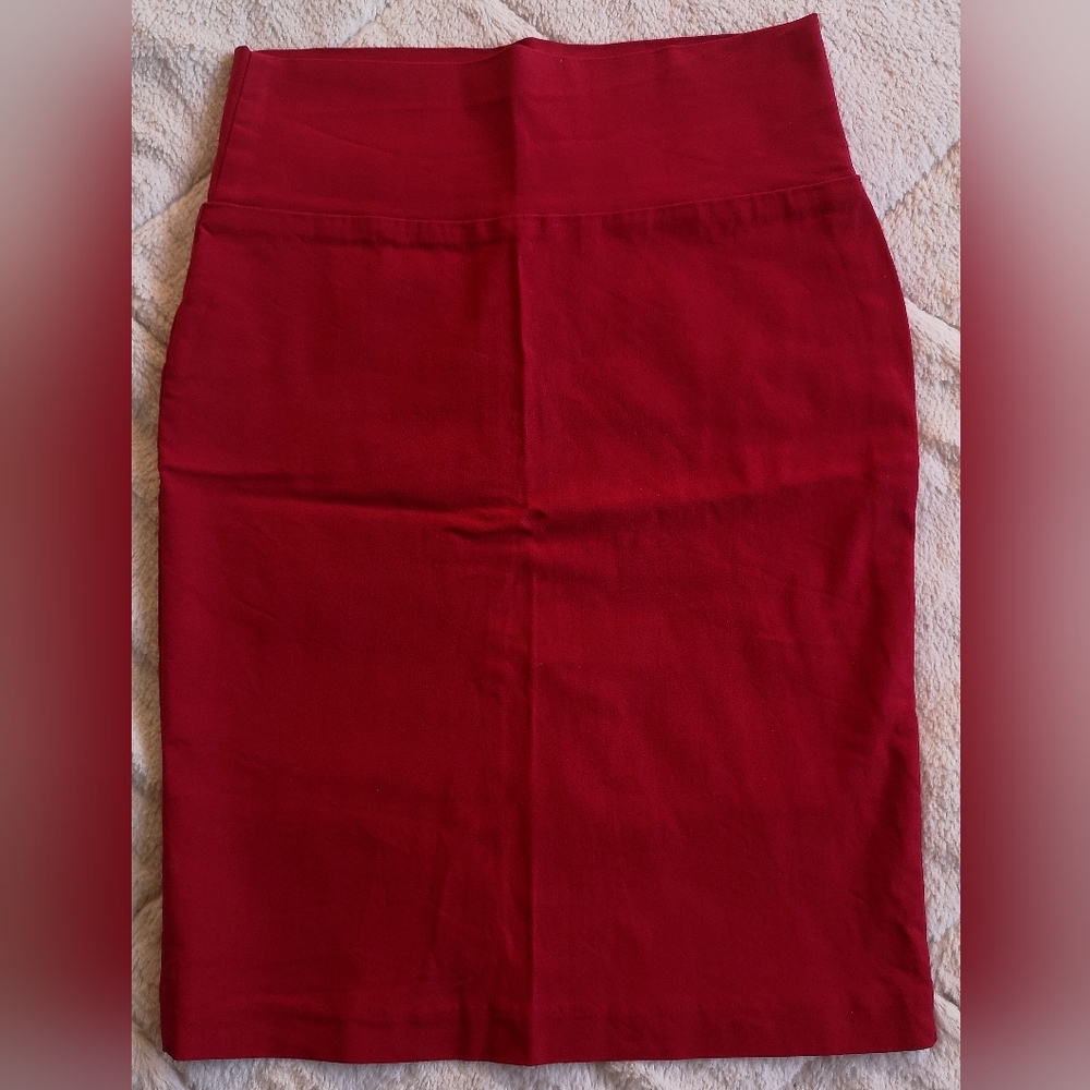 Red pencil skirt.